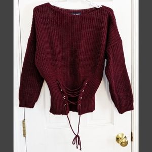 Blue Sand Cranberry Italian Sweater Corset Waist